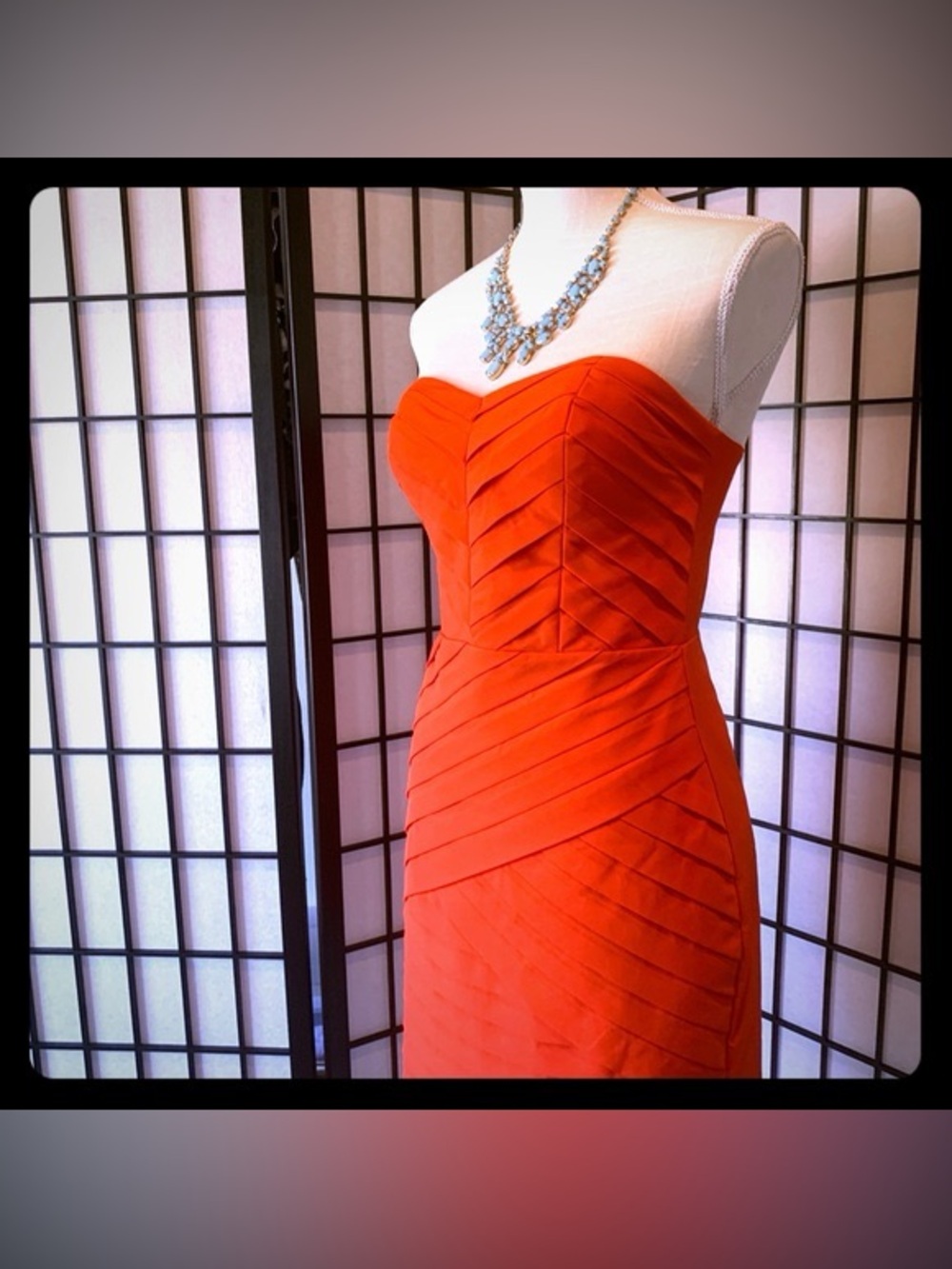 Gianni Bini Blood Orange Pleated Sheath Dress